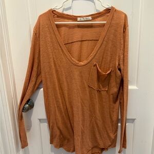Free People Betty Orange  Long Sleeve Tee